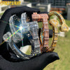 2025 New Iced Out Bling Opened Heart Zircon Charm Bracelet Rectangle AAA CZ Hearts Bangle For Men Women Hiphop Luxury Jewelry