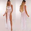 Top Fashion Transparent Sexy Split Long Sleeping Dress Super Elastic Multi-color Mesh Beach Skirt Women Nightgown Lingerie Dress
