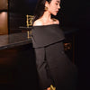 TWOTWINSTYLE Slash Neck Chic Blazers For Women Off Shoulder Long Sleeve Patchwork Single Button Solid Coat Female Clothes 2022
