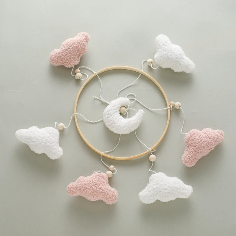 Baby Crib Mobile Rattle Toy 0-12Months Infant Soft Felt Teddy Velvet Pink Bear Bed Bell Hanging Toy Holder Bracket Crib Girl Toy