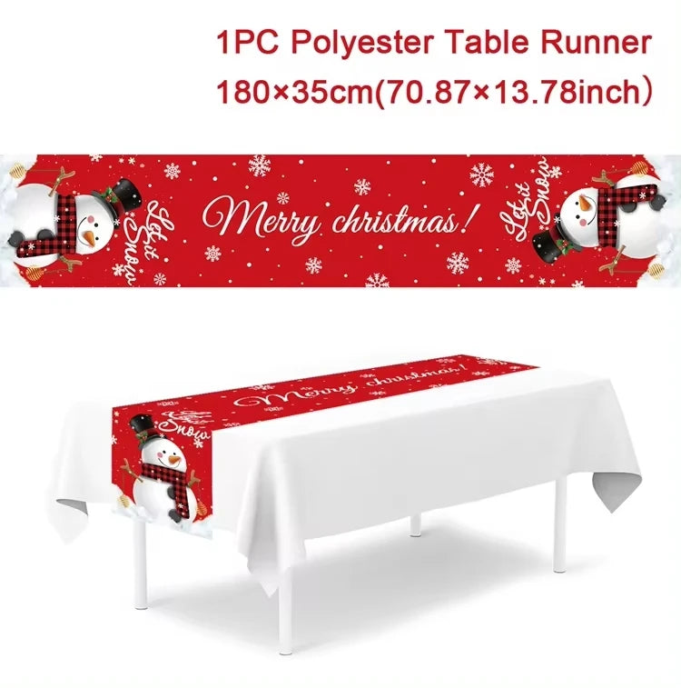 Christmas Table Runner Merry Christmas Decoration for Home Table 2024 Xmas Ornament Navidad Notal Noel Happy New Year Gifts 2025