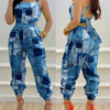 New Summer Fashion Printed Sleeveless Jumpsuit Sexy Hollow Backless Lace Up Long Jumpsuits Elegant Casual Jumpsuit With Pocket