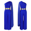 Elegant Jumpsuits & Rompers for Woman One Shoulder Flying Sleeve High Waisted Luxury Birthday Party Dinner Outfits Overalls 2024