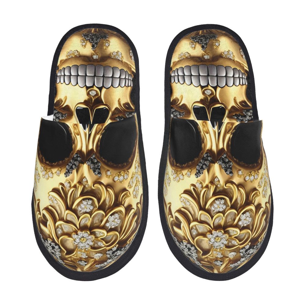 Custom Queen Of Absolutely Everything Gold Baroque Soft Memory Foam House Slippers Women Comfy Warm Anti-skid Sole Slipper