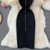 Zipple  2023 Sexy Summer Knit Strap Dress Women Tank Elatic Waist Bodycon Sundress Female Beach Split Backless Midi Dress
