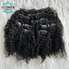 Afro Kinky Curly Clip ins Hair Extensions Human Hair Seamless PU Clip in Hair Skin Weft 7pcs /set 120g Full Head for Balck Wome