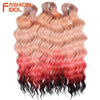 FASHION IDOL 24Inch Crochet Hair Synthetic Water Wave Braiding Hair Extensions Ombre Rainbow color Fake Hair Deep Wave Curl Hair