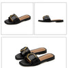 Summer Women Slippers Leather Square Toe Women Flats Flip Flops Designer Ladies Slides Sandals Women Shoes Luxury Sandals