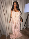 Chic and Elegant Summer Dress Women Halter Sexy Birthday Dress Transparent Mesh Backless Maxi Dress Wholesale Dropshipping