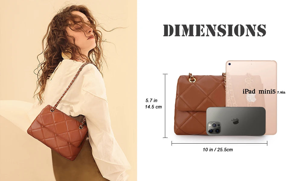 Mobile Phone Shoulder Bag Women's Quilted Handbag Crossbody Bags Vegan Leather Shoulder Bag with Card Slot Adjustable Removable