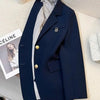 Suit jacket female 2024 early autumn new solid color high-grade feeling slim Joker casual fashion temperament slim top.