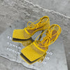 Aneikeh 2024 Summer Sexy Mesh Pumps Sandals Female Square Toe High Heel Lace Up Cross-Tied Stiletto Hollow Dress Party Shoes
