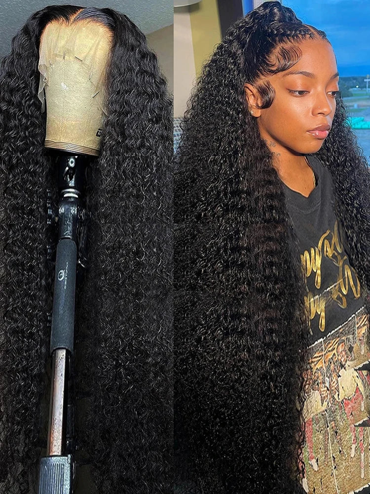 40 50 Zoll Wasserwelle Lockige Lace Front Perücken 13x4 13x6 HD Deep Wave Lace Frontal Perücke 7x5 Glueless Echthaarperücken Für Frauen 300%