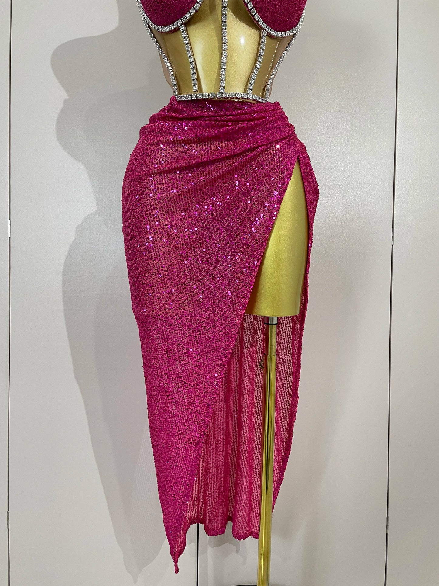 Sparkly Sequins Diamond Birthday Party Two Piece Set Evening Dress 2025 Women Sexy Singer Dancer NightClub Bar Performan Costume