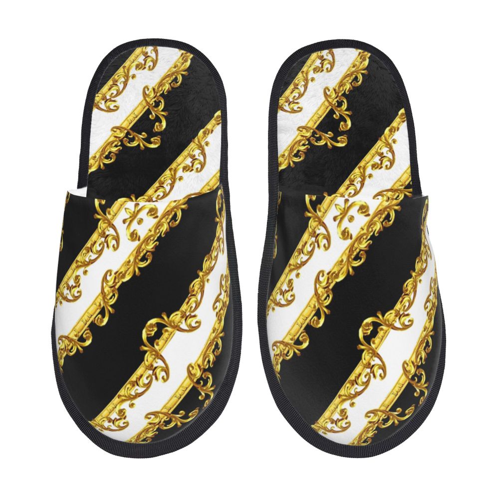 Custom Queen Of Absolutely Everything Gold Baroque Soft Memory Foam House Slippers Women Comfy Warm Anti-skid Sole Slipper