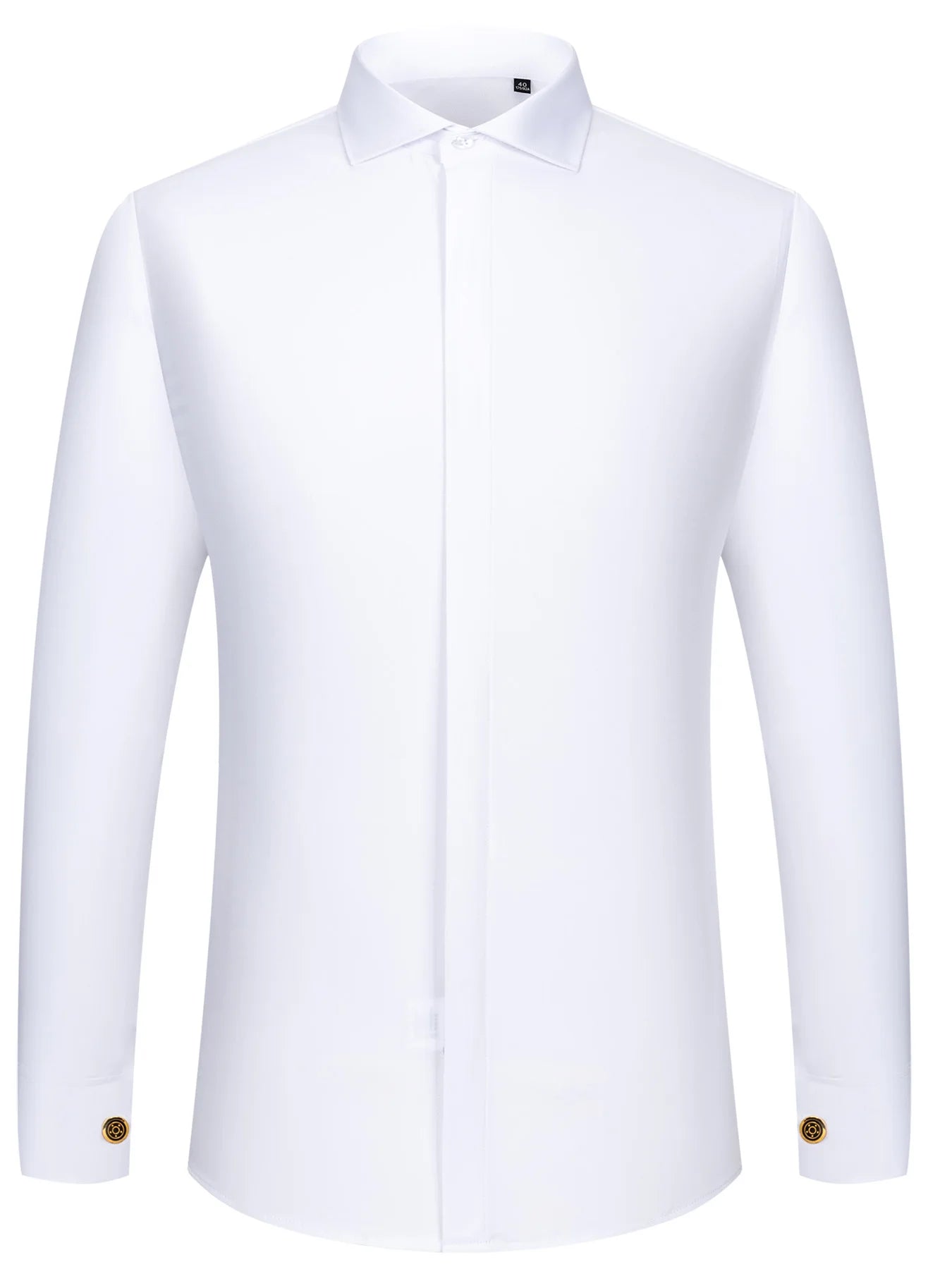 Men's French cufflink shirt with long sleeves slim fit concealed buttons solid color high end wedding dress formal men's
