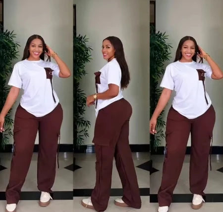 2 Piece Women Set Dashiki African Clothes Summer Autumn New Fashion Short Sleeve Top And Pants Suit Party Lady Matching Sets
