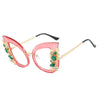Luxury Diamond Cat Eye Sunglasses Women Fashion Oversized Butterfly Sun Glasses Female Steampunk Goggles Eyewear Shades Oculos