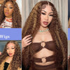 30 34 Inch Highlight Ombre Lace Front Wig Curly Human Hair Wigs Honey Blonde Colored HD Deep Wave Frontal Wigs For Black Women