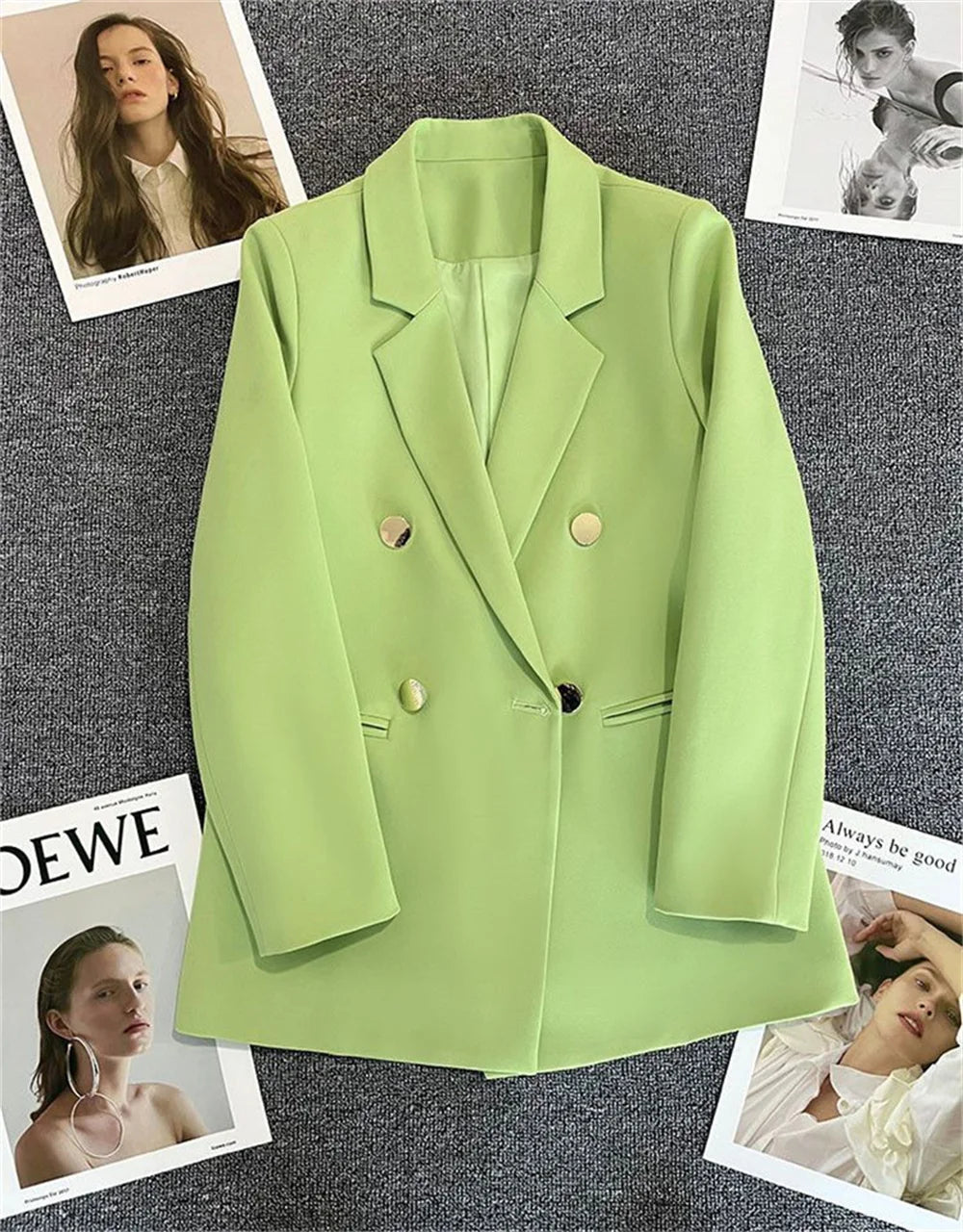 Spring Autumn High Quality Long Sleeve Female Blazer Double Button Jacket Ladies Business Work Wear Formal Coat Women Outerwea