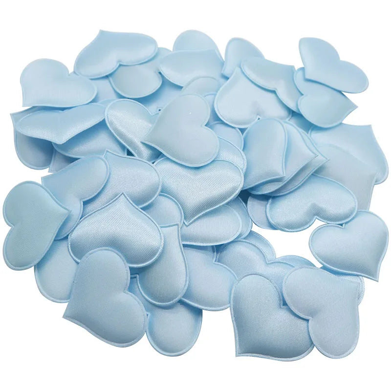 100Pcs 35mm Romantic Sponge Satin Fabric Heart Petals Wedding Confetti Table Bed Heart Petals Wedding Valentine Decoration