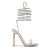 Eilyken CRYSTAL Diamond Thin High Heels Women Sandals Sexy Ankle Cross Strap Lace-Up Square Toe Party Dress Female Shoes