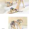 Summer Women Roman High Heels Rivets Studded Sandals Stiletto Gladiator Pumps Open Toe Luxury Shoes Hollow One-word Buckle 267-2
