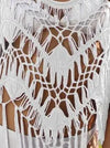 2024 Beach Cover Ups for Swimwear Women Sexy Hand Hook Hollow Out Sunscreen Shirt with Long Tassel Beach Cover