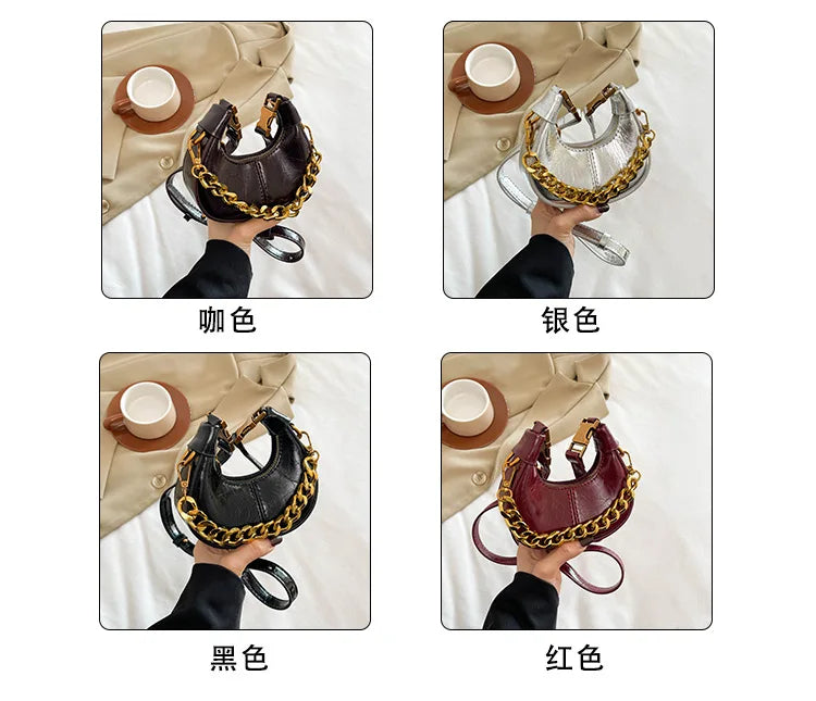 2024 Autumn Winter Mini Crossbody Bags For Women Luxury Half Moon Handbags For Ladies Purse Handle Bags Female Small Bag