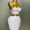 2025 New Arrival High Quality Women Sexy Bandage Tops Fashion Pencil Skirts Set Nightclub Party Celebrate Women's Set