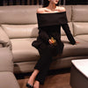 TWOTWINSTYLE Slash Neck Chic Blazers For Women Off Shoulder Long Sleeve Patchwork Single Button Solid Coat Female Clothes 2022