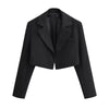 Autumn Notched Collar Open Stitching Blazer Vintage Women Full Sleeve High Waist Short Suit Cool Girl Coat Outwear
