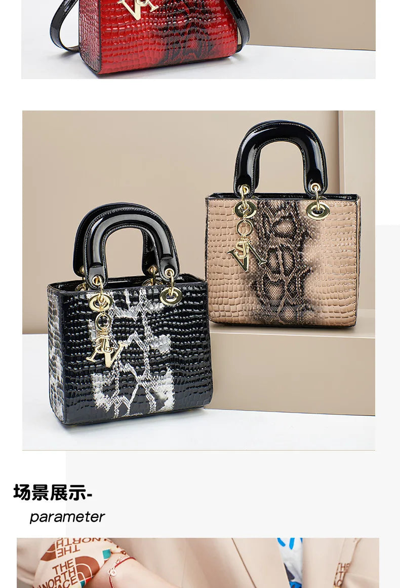 2024 High Quality Luxury Brand Designer PU Leather Shoulder Bag Women Hand Bags Crocodile Purses Ladies Messenger Handbag Totes