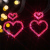 FYUAN Pink Black Heart Rhinestone Drop Earrings for Women Geometric Crystal Dangle Earrings Party Jewelry