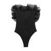 Willshela Women Fashion Ribbed Bodysuit With Organza Ruffle Vintage High Elastic Sexy y2k Female Chic Lady Tops body femme