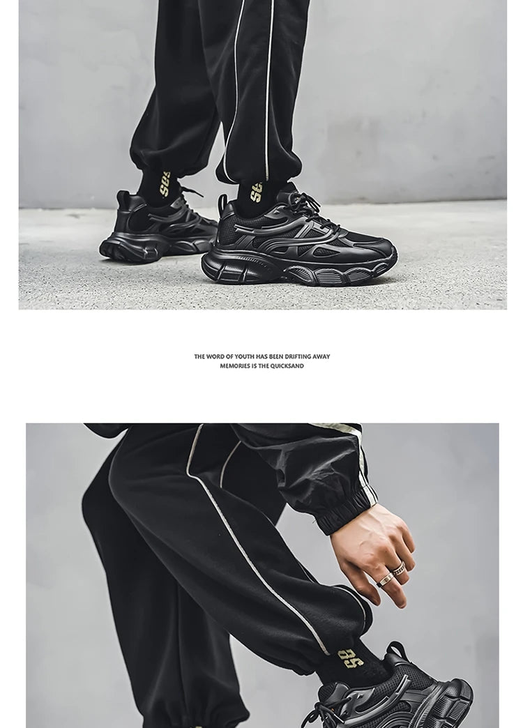 Autumn Men's New Breathable Sports Shoes Fashion Thick Sole Casual Shoes Comfortable and Versatile Trendy Running Shoes Spring