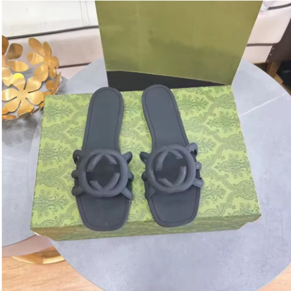 2025 Women classics Jelly sole design slippers Flip flops Flat Slippers Comfort Casual fashion Pure Color sandal