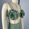 Women's Set Sleeveless 3D Flower Crop Bra Top+Wide Leg Pants Elegant beach holiday Two 2 Piece Set Outfits