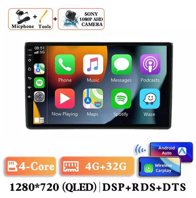 For Audi A3 8P 2003-2013 Android 14 RS3 Sportback 2Din CAR Multimedia Carplay Video Player Stereo Radio WIFI 4G DSP Navigation
