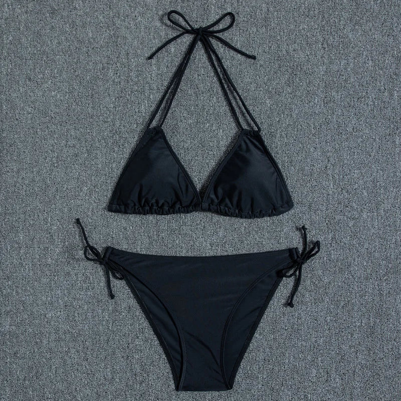 Bikini Women Swimsuit 2025 New Swimwear Sexy Lace Up Bikinis Set Backless Bathing Suit For Female Biquini Summer Two Piece Suits
