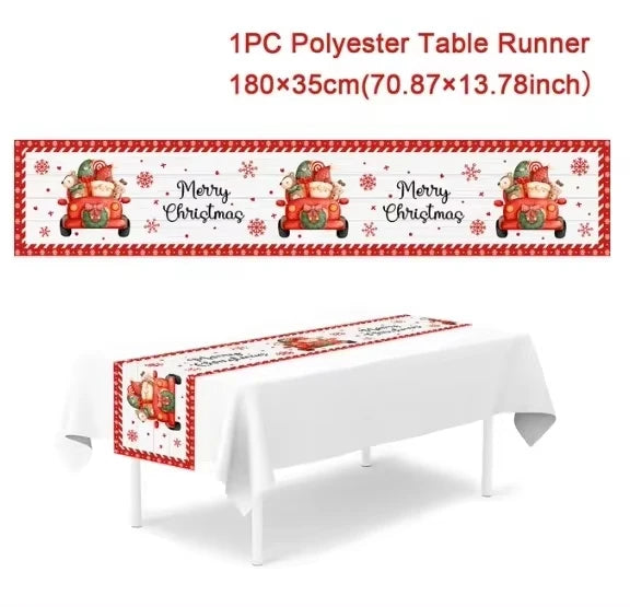 Christmas Table Runner Merry Christmas Decoration for Home Table 2024 Xmas Ornament Navidad Notal Noel Happy New Year Gifts 2025