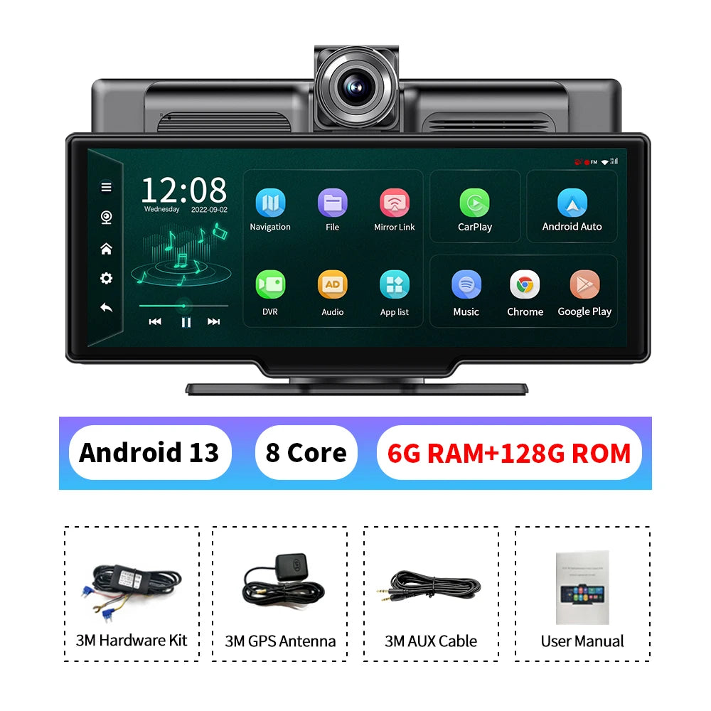 Imagebon Android 13 4G LTE 10.26 Inch Dash Cam Recorder 6+128G 8 Core ADAS Google Play GPS FM 24H Parking Monitor Mirror Video