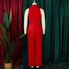 C8604 Foreign Trade Women's Fashionable Sexy Chain Collar Wide Leg African Jumpsuit Casual Style Long Dress For Ladies
