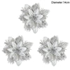 3/10pcs 14cm Christmas Flowers Glitter Red Gold Flower Head Xmas Tree Ornament New Year Decorations for Home Navidad Noel Gifts