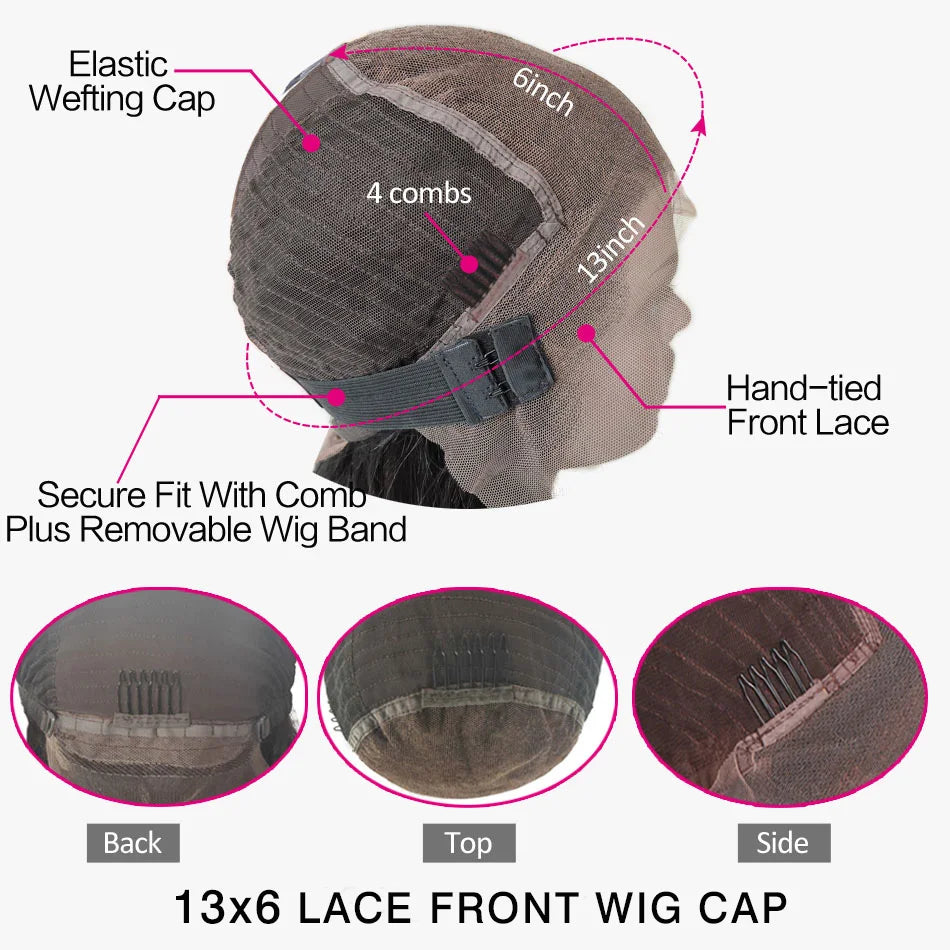 13x6 Yaki Straight Lace Front Wig Human Hair Fake Scalp Lace Wig Pre Plucked Remy Brazilian Lace Frontal Wig Glueless LUFFY