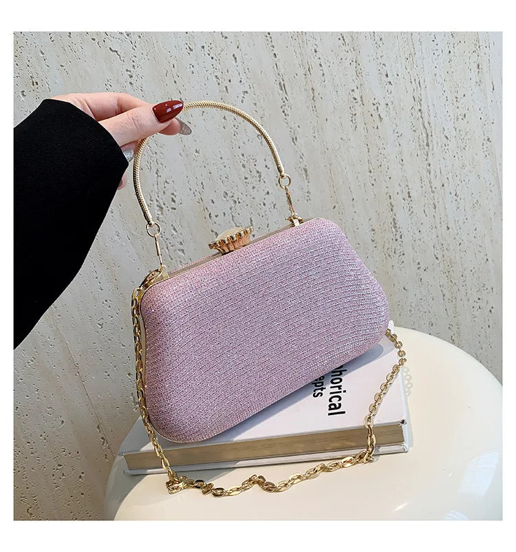 Luxury High Design Women Evening Bag Brand Party Banquet Glitter Bag for Ladies Wedding Clutch Handbag Shoulder Bag Chain Bolsas