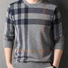 High Quality Luxury Men's Knitted Pullover Autumn Winter O-Neck Striped Wool Sweater British Casual Fashion Versatile Knitwear