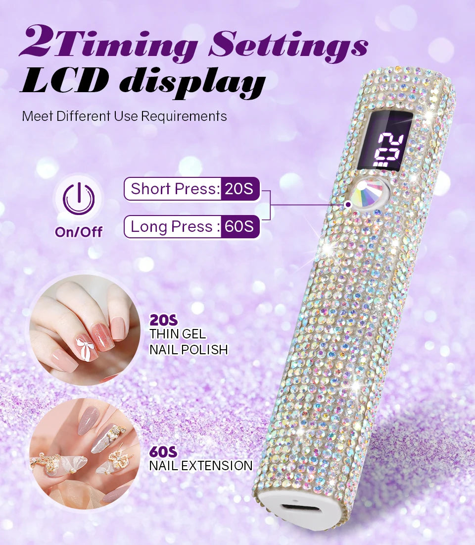 DianaBeauty Handheld Nail Dryer Lamp UV/LED Nail Curing All Gel Polish Nail Art Tool USB Rechargeabl Quick Dry Nail Lamp