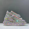 Leather Women Shoes Autumn Spring  New Style Fashion Platform Shoes Ins Platforms Sneakers Tide Shine Bling Rhinestone Shoes