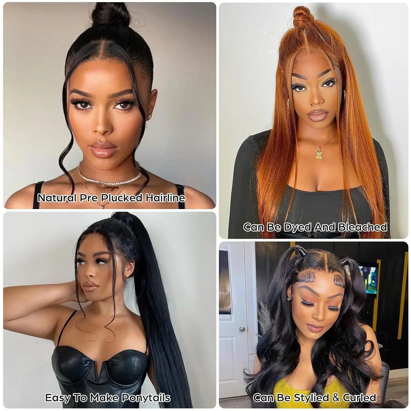 250 Density 360 Full Lace Wigs 100% Human Hair Glueless Pre Plucked Brazilian Straight 13x6 Hd Lace Frontal Wig For Women